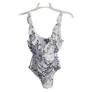 CT1902 DKNY One Piece White/Multi Swimsuit with Built in Bra 18